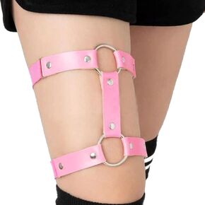 Ring Punk Leather Leg Chain Goth Black Garter Body Thigh Chain Harness party Leg Body Jewelry for Women and Girls (Pack of 1)