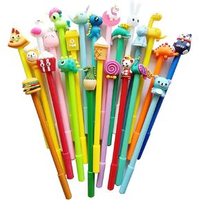 24 pack Blue Erasable Kawaii Cute Cartoon Gel Ink Pens Assorted Style Writing Pens for Birthday Present School Prize Student Gift Fun Kiddos Girl Pens (erasable blue)