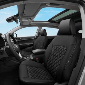 GIANT PANDA Full Set Car Seat Covers Customized Fit Hyundai Tucson XRT,SE,SEL,N Line,Limited 2022 2023 2024, Diamond Black, Faux Leather (Black)