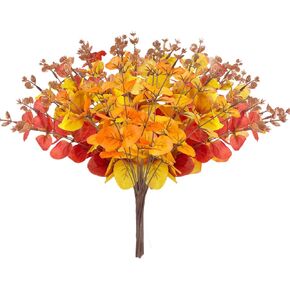 10 PCS Artificial Eucalyptus Stems, Fall Eucalyptus Leaves, Autumn Decorations Artificial Plants for Floral Arrangement