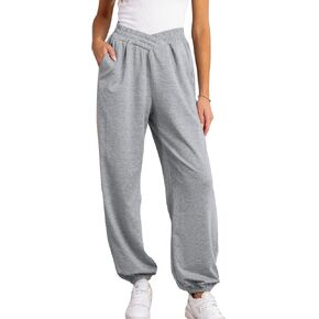 CUPSHE Womens Joggers Knit Smocked V Waist Tapered Leg Running Sweatpants with Pockets Lounge Wear
