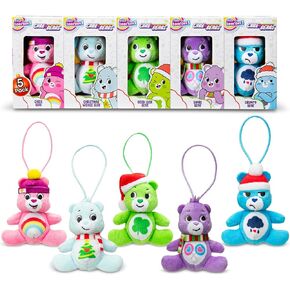 Care Bears Holiday 5 Pack Treasure Box - Miniature Plush Figure, Suffed Animal, Toy Mini Soft Figure for Kids, Girls and Boys Ages 4+
