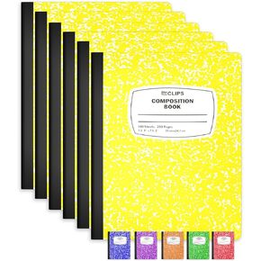 Composition Notebooks, (6 Pack), Wide Ruled Composition Notebook, Marble Composition Notebook, 100 Sheets, 200 Pages (6, Green)