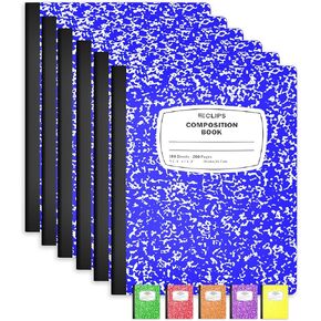 Composition Notebooks, (6 Pack), Wide Ruled Composition Notebook, Marble Composition Notebook, 100 Sheets, 200 Pages (6, Green)