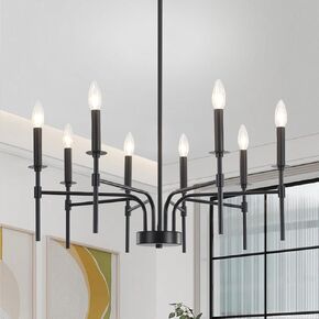 ANKYLHUA Black Chandelier for Dining Room: 8 Light Farmhouse Chandeliers Light Fixture Over Table - Industrial Modern Hanging Light for Bedroom,Foyer,Living Room,Hall,Kitchen Entryway