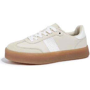 LUCKY STEP Women's Retro Sneakers Fashion Classic Casual Tennis Platform Gum Sole Anti Slip Footwear Faux Leather Trainers Walking Skate Shoes