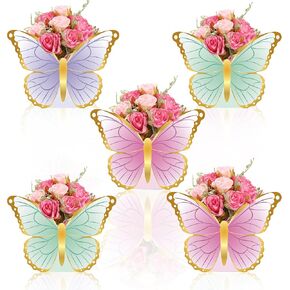 12 Pcs Butterfly Tea Party Decorations Princess Party Flower Boxes, Butterfly Paper Vase 3D Table Centerpiece Floral Box for Floral Tea Themed Birthday Party Supplies Baby Shower Wedding Anniversaries