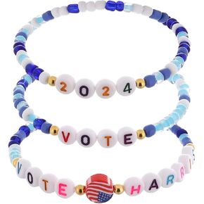 Kamala Harris Bracelets 2024 Vote Bracelet Set Merch Kamala Harris Merchandise President Vote Campaign Bracelets for Women Men