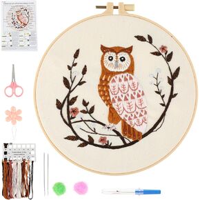 JOINRUN Embroidery Starter Kit for Beginners Adults: DIY Deer Cross Stitch Kit for Craft Lover Learn Hand Stitch, Includes Stamped Pattern,Hoop, Easy to Follow Instruction and Video