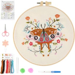JOINRUN Embroidery Starter Kit for Beginners Adults: DIY Deer Cross Stitch Kit for Craft Lover Learn Hand Stitch, Includes Stamped Pattern,Hoop, Easy to Follow Instruction and Video
