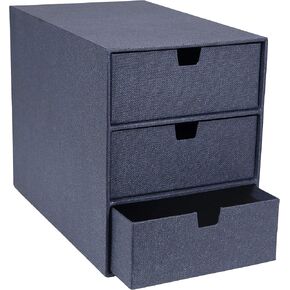 Bigso Box of Sweden Ingrid 3-Drawer Fiberboard Desk Organizer Drawers | Durable Desk Storage Organizer for Office Supplies & Accessories | Stackable Desktop Drawers | 6.3" x 9.9" x 8.1" | Light Grey