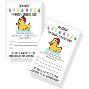 Christmas Holiday Cruising Ducks Tag | 50 Pack | Carnival Rubber Cruising Duck Tag | Tags 2 x 3.5" inches Business Card Size | Attach to Christmas Rubber Ducks | #CruisingDucks