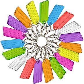 Lucky Line Key Tag with Ball Chain, Pack of 50, Assorted Colors (10175), 2-1/4" x 15/16"