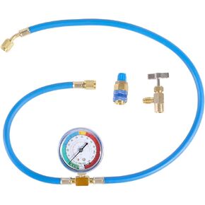 AC Charge Hose with Gauge for R134A, Car HVAC Refrigerant Recharge Kit, Home Air Conditioning U Charging Hose Low Pressure Measuring Meter 1/4 inch Fittings Can Tap Quick Coupler, 42 inch Long