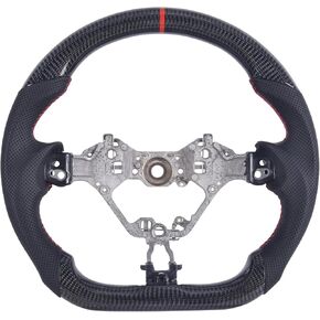 Carbon Fiber Steering Wheel for Toyota 86 /Subaru BRZ 2016-2020, D-shaped Flat-bottom Perforated Leather Grip