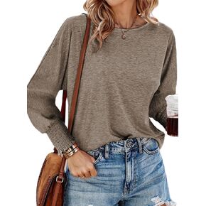 Dokotoo Tops for Women Womens Long Sleeve Tops 2024 Spring Fall Dressy Casual Tops for Women Clothing Clothes Blouses Dressy Trendy Business Casual Fitted Shirts Tee Women's Tshirts Blouses