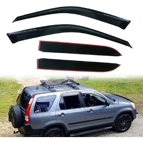 Window Visors for Honda CR-V CRV 2002-2006, Rain Guards Shields Vent Shade Deflector Dark Smoke 2003 2004 2005 02 03 04 05 06, Tape-On, 4PCS