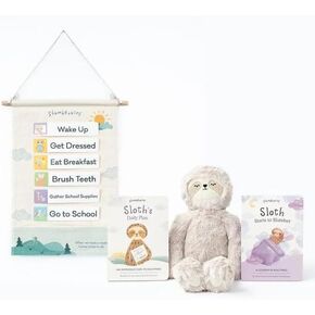 Slumberkins 18 Piece Visual Schedule for Kids - Sloth Kin, Daily Plan & Slumber Board Books - Practicing Routines & Healthy Boundaries