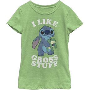 Disney Lilo Like Gross Stuff Stitch Girl's Heather Crew Tee