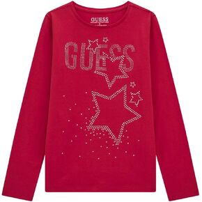 GUESS Girls' Long Sleeve Rhinestone T-Shirt