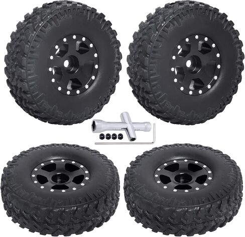 Aluminum 1.0 Beadlock Wheels and Tires for Axial SCX24 Deadbolt C10 Jeep Wrangler Bronco Gladiator 1/24 RC Crawler Car Upgrades (4-Pack) in Kuwait