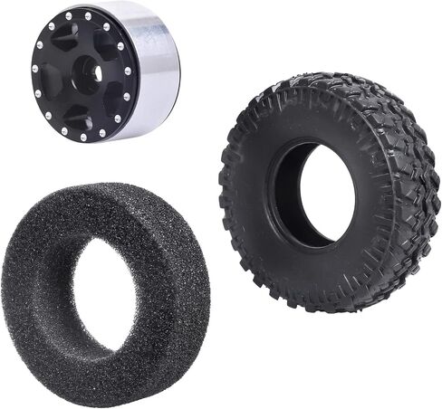 Aluminum 1.0 Beadlock Wheels and Tires for Axial SCX24 Deadbolt C10 Jeep Wrangler Bronco Gladiator 1/24 RC Crawler Car Upgrades (4-Pack) in Kuwait
