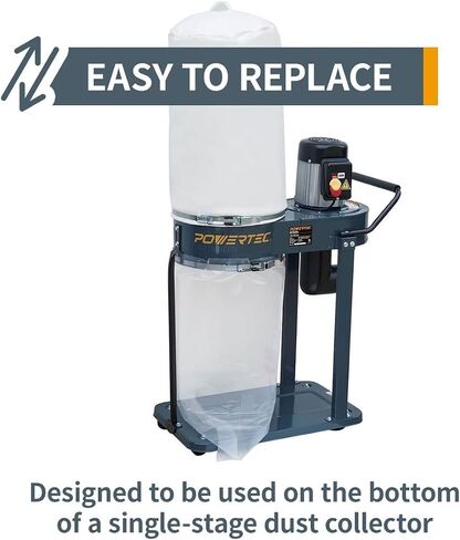 POWERTEC 70333 Dust Collector Bag, 21" x 31", 1 Micron Filter, For JET, Grizzly, Shop Fox, Wen, Harbor Freight, and POWERTEC DC-1512 in Saudi Arabia