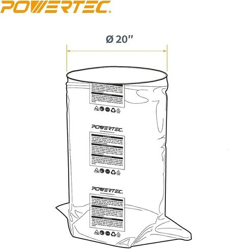 POWERTEC 70333 Dust Collector Bag, 21" x 31", 1 Micron Filter, For JET, Grizzly, Shop Fox, Wen, Harbor Freight, and POWERTEC DC-1512 in Saudi Arabia