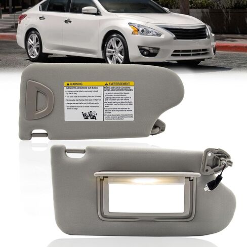 Left Driver Side Sun Visor Compatible with 2013-2018 Nissan Altima with Light 96401-3TA2A(Beige) in Saudi Arabia