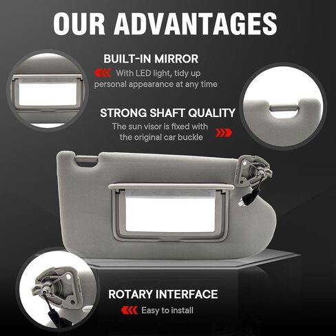 Left Driver Side Sun Visor Compatible with 2013-2018 Nissan Altima with Light 96401-3TA2A(Beige) in Saudi Arabia