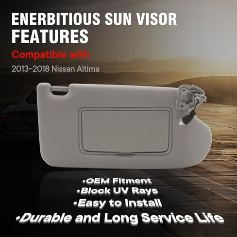 Left Driver Side Sun Visor Compatible with 2013-2018 Nissan Altima with Light 96401-3TA2A(Beige) in Saudi Arabia