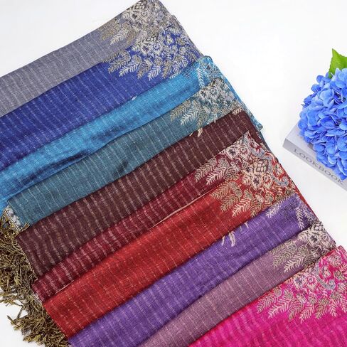 Pashmina Scarf Shawl Bohemian Women Wedding Wrap Stole with Fringes Single Jacquard in Saudi Arabia
