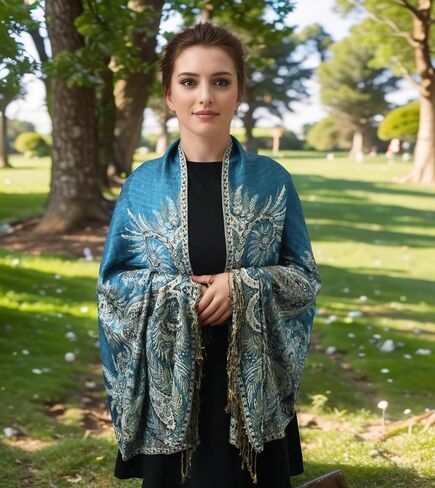 Pashmina Scarf Shawl Bohemian Women Wedding Wrap Stole with Fringes Single Jacquard in Saudi Arabia
