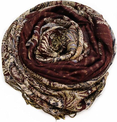 Pashmina Scarf Shawl Bohemian Women Wedding Wrap Stole with Fringes Single Jacquard in Saudi Arabia