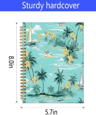 Spiral Journal Notebook,A5 Hardcover Lined Journals for Women Girl 6 x 8.3 in,120 Pages Thick Paper,Cute College Ruled Writing Notebook for Gifts Office Work School(Tropical Summer Island Palm Tree) in Kuwait