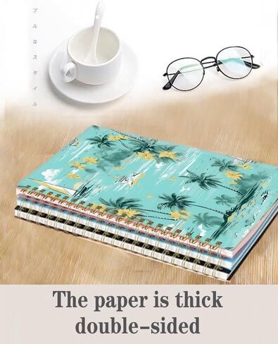 Spiral Journal Notebook,A5 Hardcover Lined Journals for Women Girl 6 x 8.3 in,120 Pages Thick Paper,Cute College Ruled Writing Notebook for Gifts Office Work School(Tropical Summer Island Palm Tree) in Kuwait