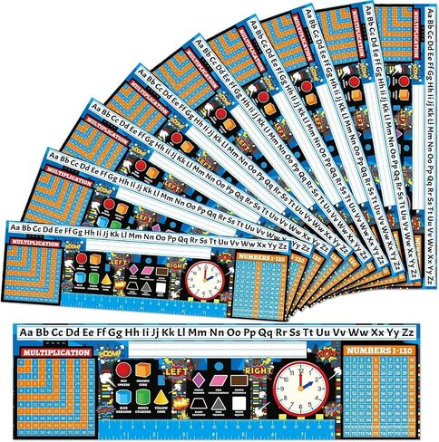 40Pcs Super Themed Hero Name Tags Desktop Reference Name Plates for School Classroom Decor Student Desks Name Tags Cutouts with Ruler Shapes Numbers Alphabet Kindergarten Preschool Supplies in Saudi Arabia