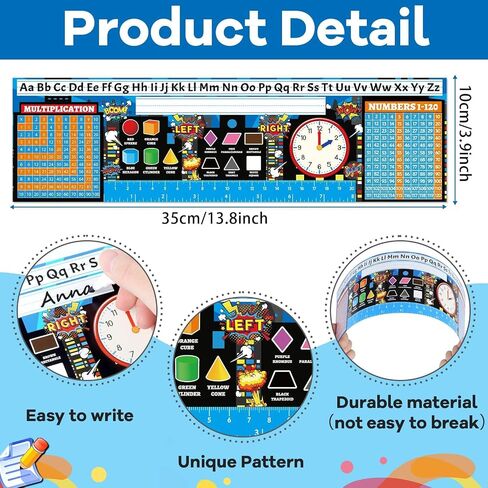 40Pcs Super Themed Hero Name Tags Desktop Reference Name Plates for School Classroom Decor Student Desks Name Tags Cutouts with Ruler Shapes Numbers Alphabet Kindergarten Preschool Supplies in Saudi Arabia
