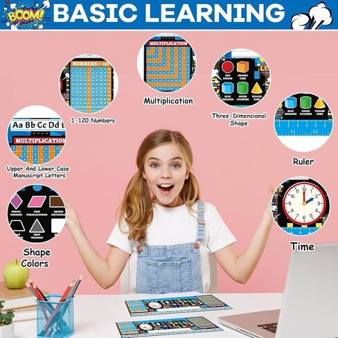 40Pcs Super Themed Hero Name Tags Desktop Reference Name Plates for School Classroom Decor Student Desks Name Tags Cutouts with Ruler Shapes Numbers Alphabet Kindergarten Preschool Supplies in Saudi Arabia