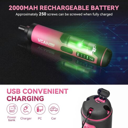 مفك براغي كهربائي 4 فولت من فكانانيرجي، بطارية 2000mAh قابلة لاعادة الشحن بمنفذ USB، مفك براغي لاسلكي مع ضوء LED، عزم دوران قابل للتعديل، 38 في 1، مناسب للمشاريع الصغيرة in Kuwait