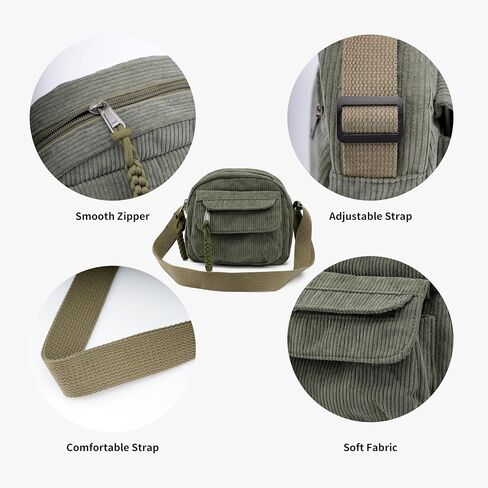 Small Cute Corduroy Crossbody Bag Mini Shoulder Bag Handbags Purse with Zipper Pocket in Kuwait