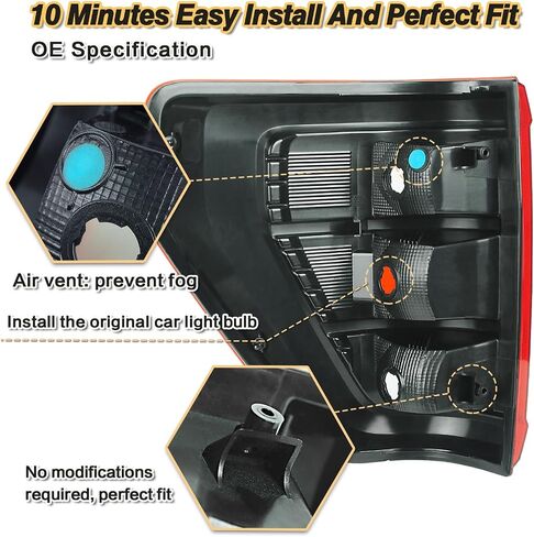 Tail Light Compatible With 2021 2022 2023 Ford F150 Included Bulb and Harness (Halogen W/O Blind Spot, Left Driver Side) in Saudi Arabia