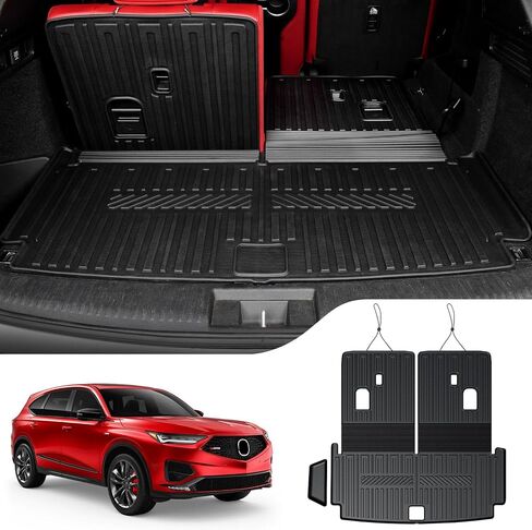 Cargo Mat Compatible with 2022-2025 Acura MDX Cargo Liner with Backrest Mat 2 in 1 Mat TPE All Weather Protection Black Rear Cargo Liners for 2024 2025 Acura MDX Accessories in Kuwait