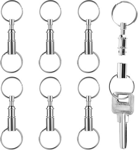Quick Release Keychain, Premium Iron Double Pull Quick Release Key Ring Detachable Key Ring Quick Disconnect Key Ring Pull Apart Key Chain Crafts Accessories(Silver) in Saudi Arabia