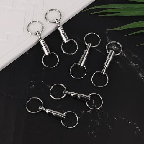 Quick Release Keychain, Premium Iron Double Pull Quick Release Key Ring Detachable Key Ring Quick Disconnect Key Ring Pull Apart Key Chain Crafts Accessories(Silver) in Saudi Arabia