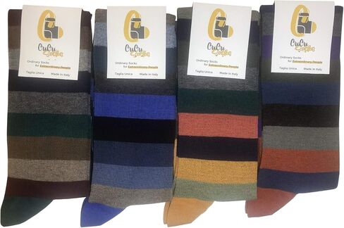 Set of 4 Pairs of Men's Knee High Cotton Socks, Soft and Stylish - Made in Italy One Size in Saudi Arabia