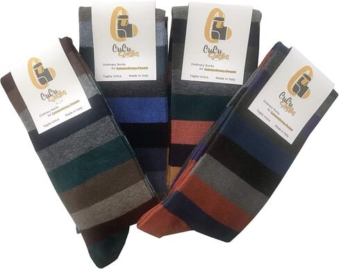 Set of 4 Pairs of Men's Knee High Cotton Socks, Soft and Stylish - Made in Italy One Size in Saudi Arabia