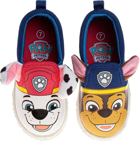 أحذية رياضية قماشية منخفضة من Paw Patrol للأولاد - حذاء Chase and Marshall Laceless Slipon منخفض من الأعلى للأطفال - أزرق/أحمر (الأطفال الصغار/الأطفال الصغار) in Saudi Arabia