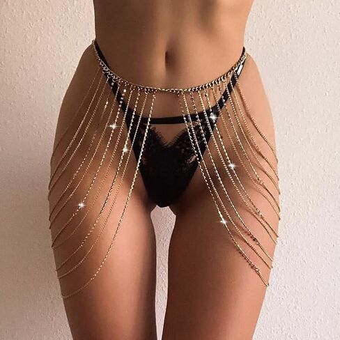 Clataly Women's Waist Body Chain Layered Crystal Waist Chain Sexy Bikini Beach Belly Chains Body Accessories Jewelry in Saudi Arabia