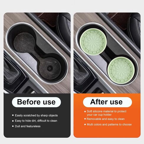 Amooca Car Cup Coaster 4 Pack Universal Non-Slip Cup Holders Insert Coasters Cup Mats Car Interior Accessories Tea Green Flower in Saudi Arabia